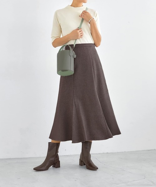 STYLE DELI（スタイルデリ）の「【Made in JAPAN】柄ウール調裾フレアマーメイドスカート（スカート・レディース・ダークブラウン/ベージュ/パープル系・SMALL/MEDIUM）」の10枚目の写真
