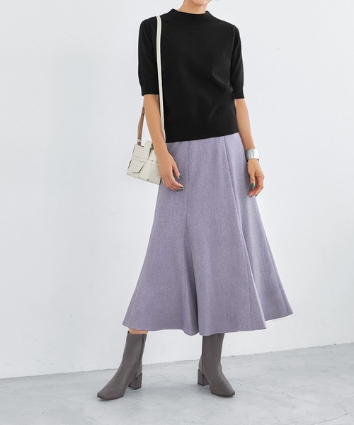 STYLE DELI（スタイルデリ）の「【Made in JAPAN】柄ウール調裾フレアマーメイドスカート（スカート・レディース・ダークブラウン/ベージュ/パープル系・SMALL/MEDIUM）」の12枚目の写真