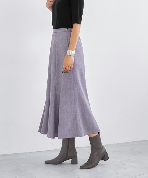 STYLE DELI（スタイルデリ）の「【Made in JAPAN】柄ウール調裾フレアマーメイドスカート（スカート・レディース・ダークブラウン/ベージュ/パープル系・SMALL/MEDIUM）」の13枚目の写真