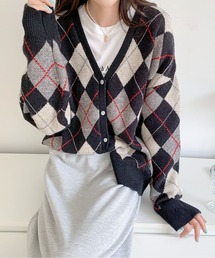 アーガイル ニット カーディガン