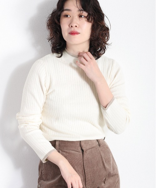 cepo(セポ)の「モチモチハイショクリブタートル(ニット/セーター・レディース・オレンジ/ベージュ/グリーン/オフホワイト/ブラック・M)」の2枚目の写真