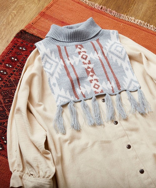 チャイハネ（チャイハネ）の「【チャイハネ】マレニットスヌード（ネックウォーマー/スヌード・レディース・ブラック/ブルー/ベージュ・FREE）」の9枚目の写真