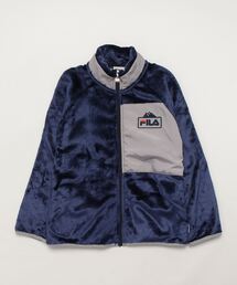 FILA（フィラ）の「【FILA/フィラ】ブランドロゴ刺繍 胸切替え ボアフリース スタンドジャケット/ キッズスタンドフリースブルゾン/【140ｃｍ-160ｃｍ】（ブルゾン・キッズ）」