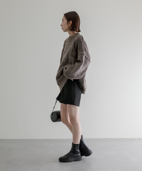 mline（エムライン）の「[mline] シンプルショートパンツ（その他パンツ・レディース・アイボリー/ブラック・1/2）」の10枚目の写真