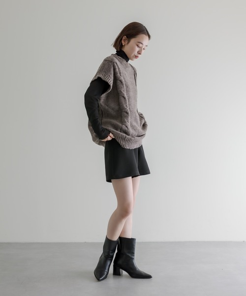 mline（エムライン）の「[mline] シンプルショートパンツ（その他パンツ・レディース・アイボリー/ブラック・1/2）」の21枚目の写真