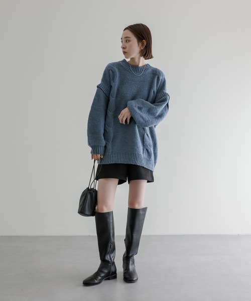 mline（エムライン）の「[mline] シンプルショートパンツ（その他パンツ・レディース・アイボリー/ブラック・1/2）」の4枚目の写真