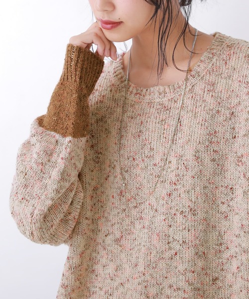 osharewalker（オシャレウォーカー）の「【廃盤】『配色ミックスヤーンニット』（ニット/セーター・レディース・ベージュ/ボルドー/ダークグリーン/グレイッシュブルー・FREE）」の8枚目の写真