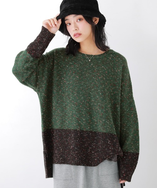 osharewalker（オシャレウォーカー）の「【廃盤】『配色ミックスヤーンニット』（ニット/セーター・レディース・ベージュ/ボルドー/ダークグリーン/グレイッシュブルー・FREE）」の12枚目の写真