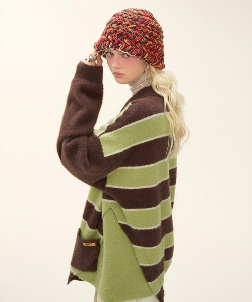 MAMC（エムエーエムシー）の「A'GEM/9 × .kom『MAMC/エムエーエムエーシー』ボーダーカラーニット（ニット/セーター・メンズ・ブルー/ブラウン・L）」の5枚目の写真