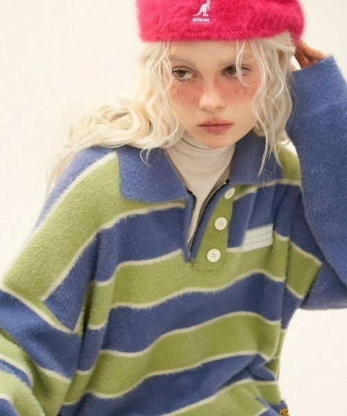 MAMC（エムエーエムシー）の「A'GEM/9 × .kom『MAMC/エムエーエムエーシー』ボーダーカラーニット（ニット/セーター・メンズ・ブルー/ブラウン・L）」の9枚目の写真