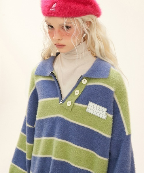 MAMC（エムエーエムシー）の「A'GEM/9 × .kom『MAMC/エムエーエムエーシー』ボーダーカラーニット（ニット/セーター・メンズ・ブルー/ブラウン・L）」の10枚目の写真
