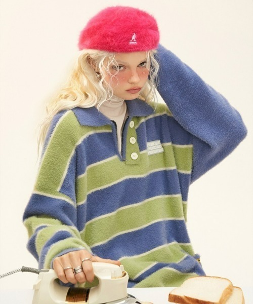 MAMC（エムエーエムシー）の「A'GEM/9 × .kom『MAMC/エムエーエムエーシー』ボーダーカラーニット（ニット/セーター・メンズ・ブルー/ブラウン・L）」の11枚目の写真