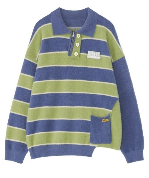 MAMC（エムエーエムシー）の「A'GEM/9 × .kom『MAMC/エムエーエムエーシー』ボーダーカラーニット（ニット/セーター・メンズ・ブルー/ブラウン・L）」の17枚目の写真