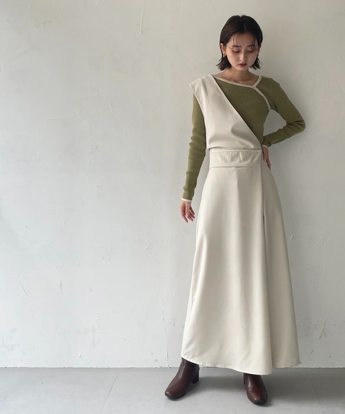 【新品未使用】maison celon アシンメトリーワンピース ivory maison célon】asymmetry drape cami dress - メルカリ