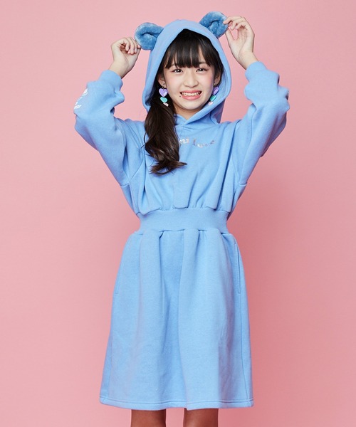 JENNI love（ジェニィラブ）の「裏起毛クマ耳パーカーワンピ