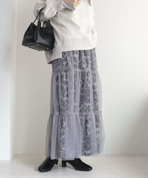 【3WAY】レオパード＋チュールレイヤードスカート