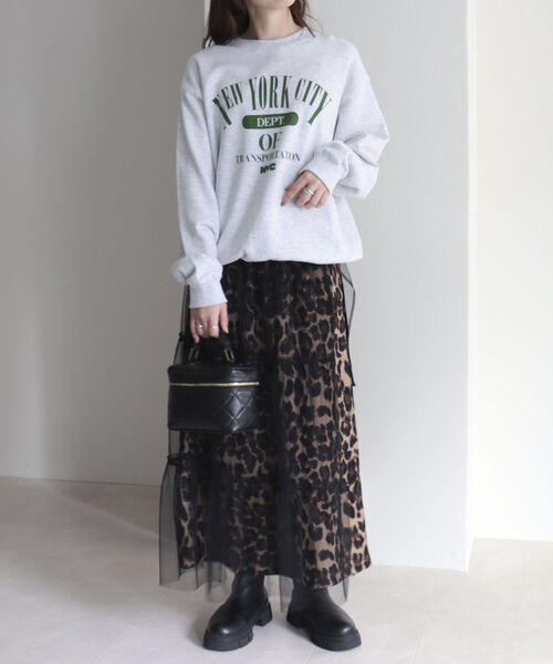 fredy emue（フレディエミュ）の「【3WAY】レオパード＋チュールレイヤードスカート（スカート・レディース・ブラック系その他/ベージュ系その他・38/36）」の5枚目の写真
