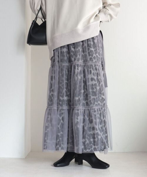 fredy emue（フレディエミュ）の「【3WAY】レオパード＋チュールレイヤードスカート（スカート・レディース・ブラック系その他/ベージュ系その他・38/36）」の19枚目の写真