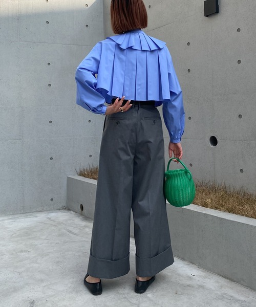 audrey and john wad(オードリーアンドジョンワッド)の「2タックワイドパンツ(その他パンツ・レディース・ブラック/チャコールグレー/ブルー/アイボリー・S/M)」の8枚目の写真