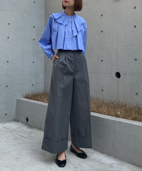 audrey and john wad(オードリーアンドジョンワッド)の「2タックワイドパンツ(その他パンツ・レディース・ブラック/チャコールグレー/ブルー/アイボリー・S/M)」の7枚目の写真