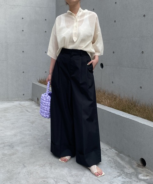 audrey and john wad(オードリーアンドジョンワッド)の「2タックワイドパンツ(その他パンツ・レディース・ブラック/チャコールグレー/ブルー/アイボリー・S/M)」の13枚目の写真