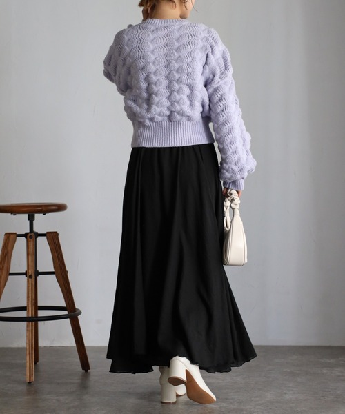 Yucca（ユッカ）の「モコモコショート丈ニットカーディガン（カーディガン/ボレロ・レディース・ラベンダー/チャコールグレー/オフホワイト・MEDIUM）」の10枚目の写真