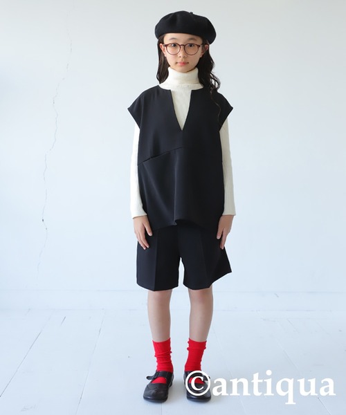 antiqua（アンティカ）の「ベーシックショートパンツ（その他パンツ・キッズ・ライトベージュ/ブラック・130/140/150/160）」の10枚目の写真
