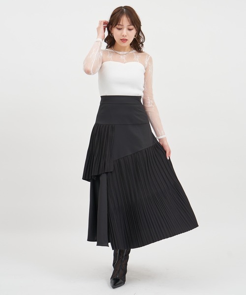 ROYAL PARTY（ロイヤルパーティー）の「ランダムラッフルフレアスカート（スカート・レディース・パープル/ブラック/オフホワイト・FREE）」の18枚目の写真