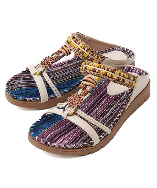 チチカカ(チチカカ)の「エスニックビーズサンダル(サンダル・レディース・ブラック/オフホワイト/ブルー・MEDIUM/LARGE)」の10枚目の写真