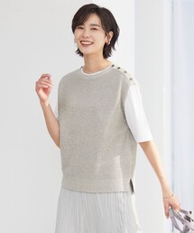 【洗える】 リネンコットン ニットベスト