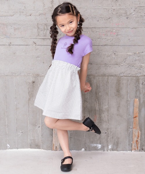 RAGMART(ラグマート)の「ギャザー切り替えワンピ―ス(ワンピース・キッズ・パープル/オフホワイト/ブラック・120cm/110cm/130cm/100cm)」の12枚目の写真