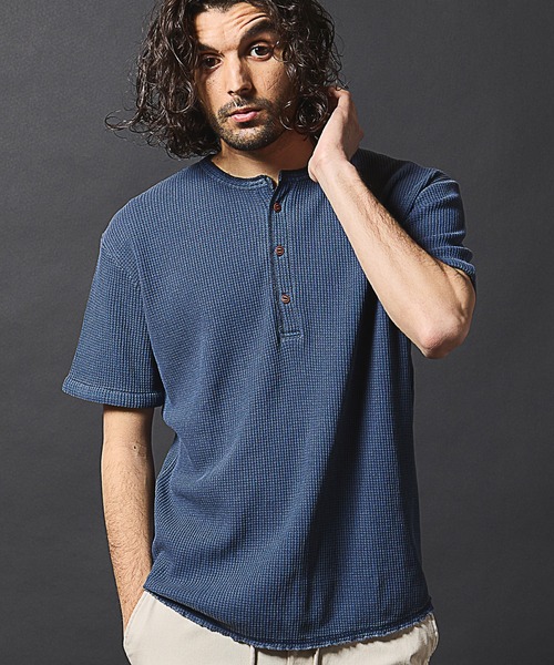 RATTLE TRAP(ラトルトラップ)の「ワッフルピグメントヘンリーネックTシャツ(Tシャツ/カットソー・メンズ・ホワイト/ネイビー/ブラック・LL/L/M)」の7枚目の写真