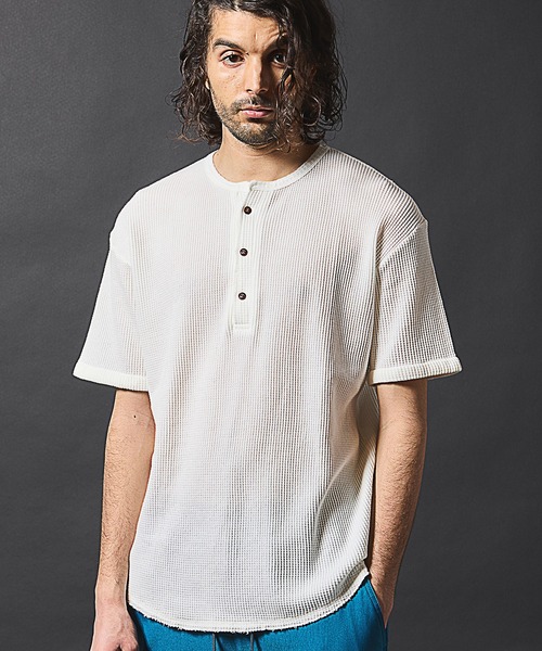 RATTLE TRAP(ラトルトラップ)の「ワッフルピグメントヘンリーネックTシャツ(Tシャツ/カットソー・メンズ・ホワイト/ネイビー/ブラック・LL/L/M)」の12枚目の写真