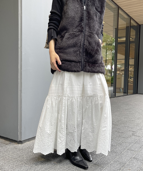 spick and Span エンブロイダリーレーススカート ホワイト 38 Spick & Span（スピックアンドスパン）の「≪追加3≫エンブロイダリー