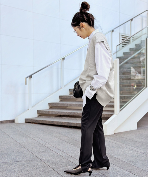 CINOH(チノ)の「【CINOH / チノ】Vネックベスト(ニット/セーター・レディース・ライトグレー/ベージュ・FREE)」の10枚目の写真