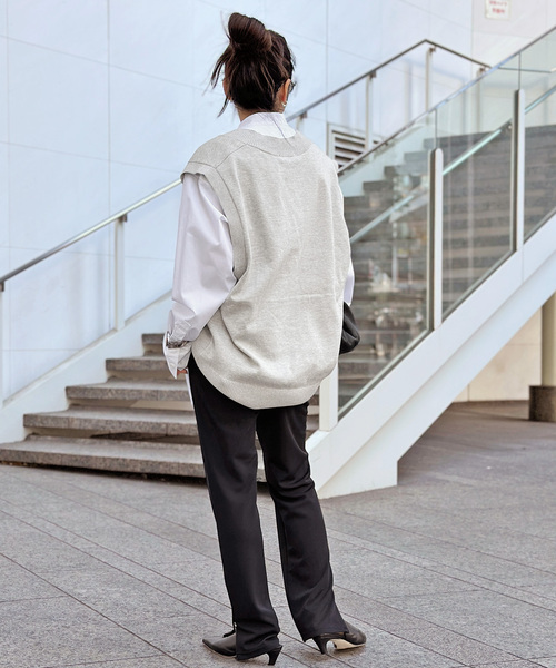 「CINOH」 ニットベスト FREE ライトグレー レディース CINOH (チノ) 21WKN504 ニットベスト レディース グレー FREE CINOH