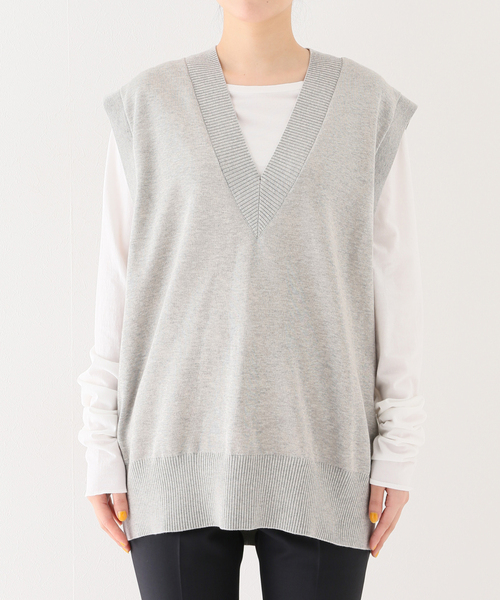 「CINOH」 ニットベスト FREE ライトグレー レディース CINOH (チノ) 21WKN504 ニットベスト レディース グレー FREE CINOH