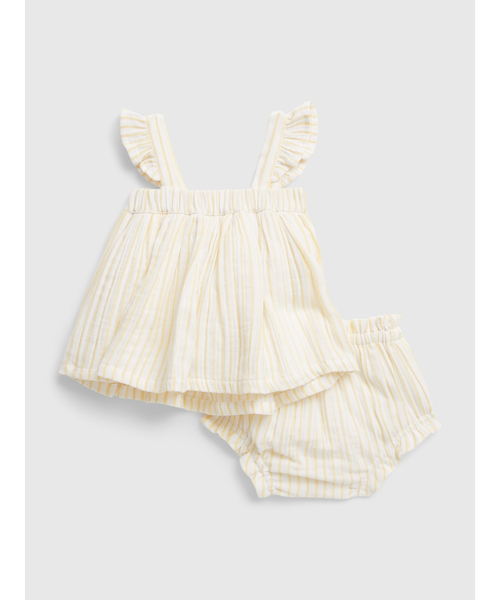 GAP（ギャップ）の「クリンクルガーゼ セットアップ (ベビー)（ロンパース・キッズ・イエロー・3-6M/6-12M/12-18M/18-24M）」の3枚目の写真