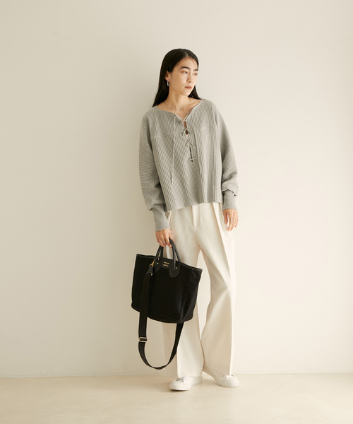 SALON adam et rope'(サロン アダム エ ロペ)の「【WEB限定・追加】【YOUNG&OLSEN for SALON】2WAYキャンバスショルダーバッグ(トートバッグ・レディース・ブラック/ブラウン・FREE)」の5枚目の写真