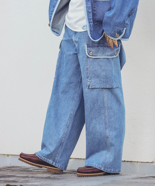 ARMY TWILL（アーミーツイル）の「ARMY TWILL　12OZ Denim Cargo Pants（デニムパンツ・メンズ・ライトブルー/ネイビー・MEDIUM/LARGE）」の4枚目の写真