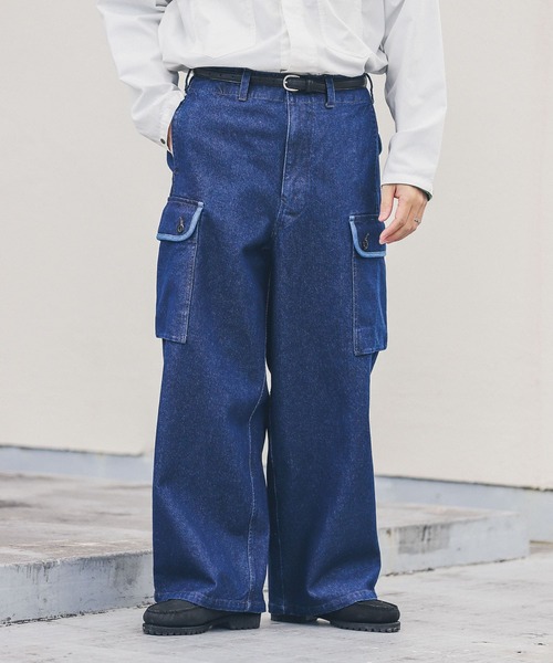 ARMY TWILL（アーミーツイル）の「ARMY TWILL　12OZ Denim Cargo Pants（デニムパンツ・メンズ・ライトブルー/ネイビー・MEDIUM/LARGE）」の3枚目の写真
