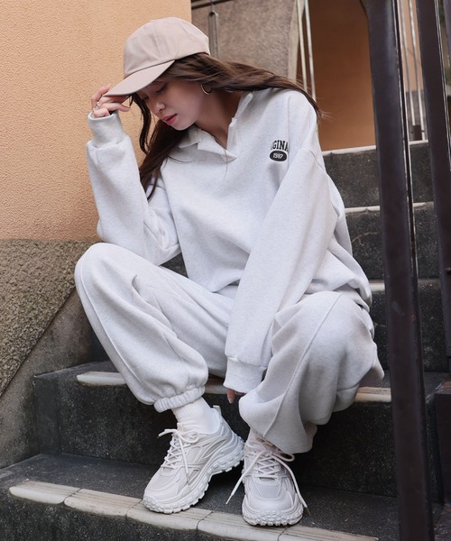 LAFFMO（ラフモ）の「オーバーサイズスウェットセットアップ（セットアップ・レディース・グレー/ブラック・FREE）」の10枚目の写真