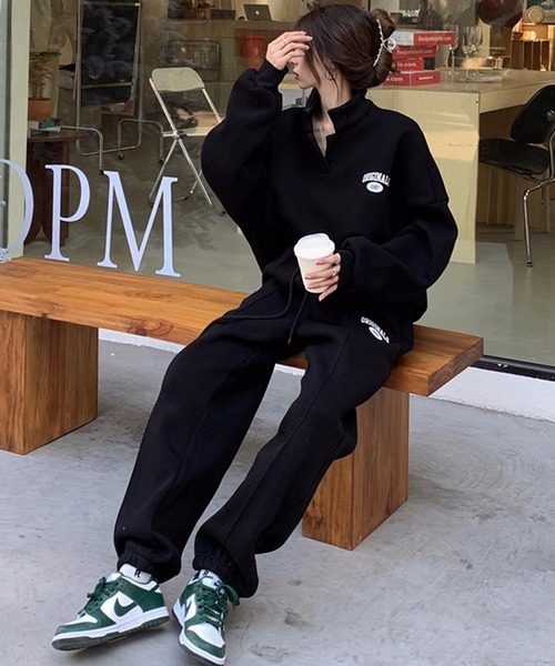 LAFFMO（ラフモ）の「オーバーサイズスウェットセットアップ（セットアップ・レディース・グレー/ブラック・FREE）」の13枚目の写真