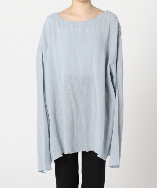 CITYSHOP（シティーショップ）の「Li/Co BIO WASH PULLOVER：シャツ（シャツ/ブラウス・レディース・ブラック/ホワイト/サックスブルー・FREE）」の6枚目の写真