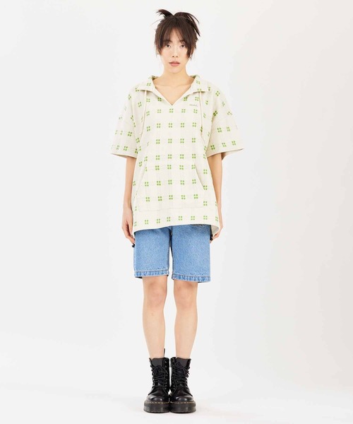 X-girl(エックスガール)の「PLAID WAFFLE TUNIC TOP(シャツ/ブラウス・レディース・グレー/ホワイト/ベージュ・S/M)」の19枚目の写真