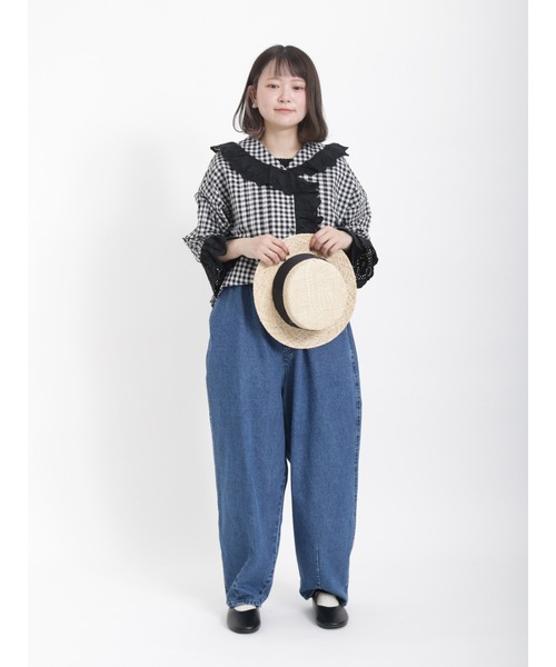 Samansa Mos2（サマンサ モスモス）の「ギンガムチェックスカラップレースブラウス（シャツ/ブラウス・レディース・チャコール・ﾌﾘ-）」の7枚目の写真