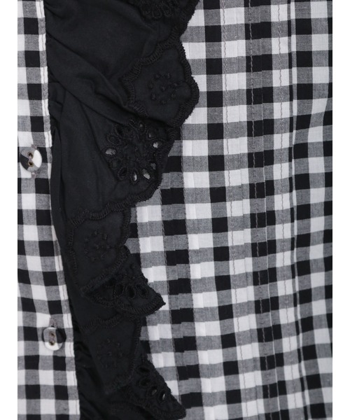 Samansa Mos2（サマンサ モスモス）の「ギンガムチェックスカラップレースブラウス（シャツ/ブラウス・レディース・チャコール・ﾌﾘ-）」の10枚目の写真