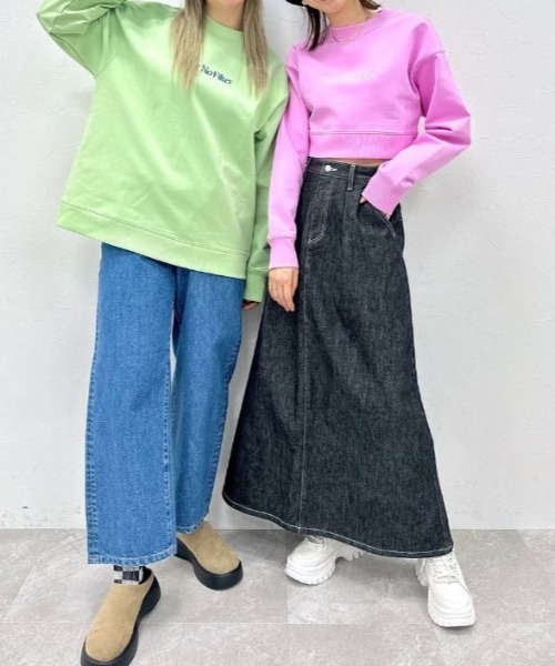 FOREVER 21(フォーエバー トゥエンティーワン)の「【VINTAGE】デニムロングスカート(デニムスカート・レディース・ブラック/ライトインディゴブルー・MEDIUM/SMALL)」の14枚目の写真