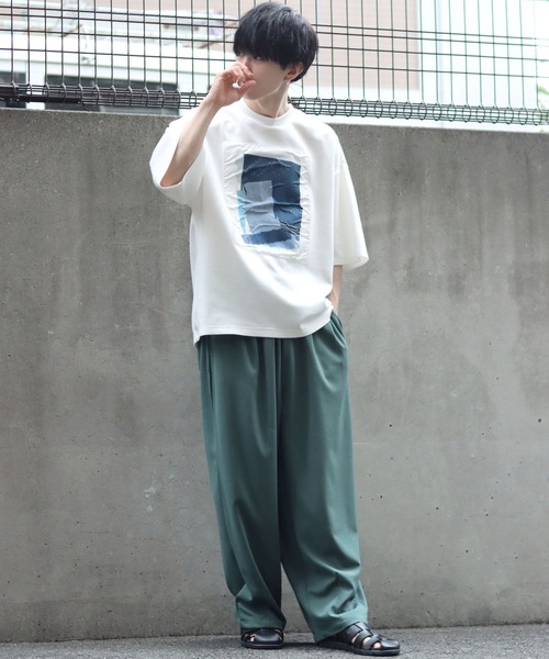 SITRY(シトリー)の「amundsen 2 tuck wide pants/梨地織り 2タック ワイドパンツ セットアップ対応可(スラックス・メンズ・グレー/ベージュ/ブラック/チャコールグレー/グリーン・L/M/LL)」の21枚目の写真