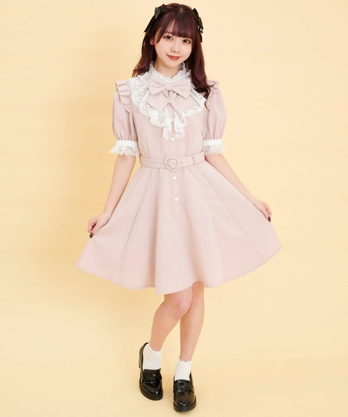 Secret Honey（シークレットハニー）の「レースラッフルスタンドカラーワンピース（ワンピース・レディース・ピンク/ブラックミックス/ブラック・MEDIUM）」の5枚目の写真